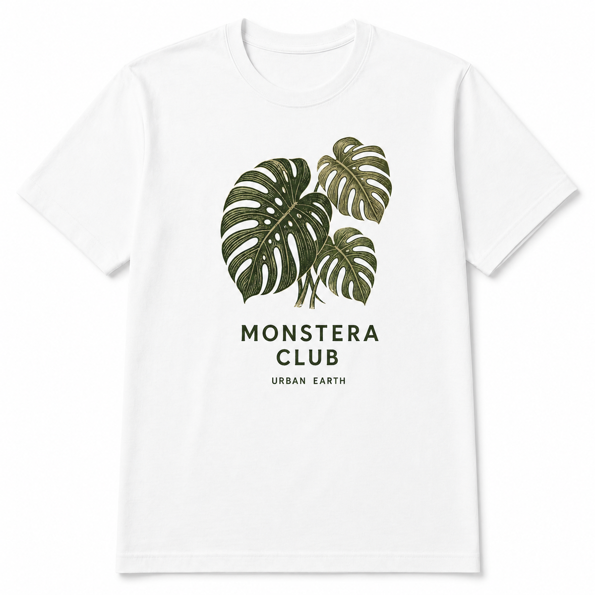 Jungle Garden — Monstera Club, mockup technique t-shirt blanc