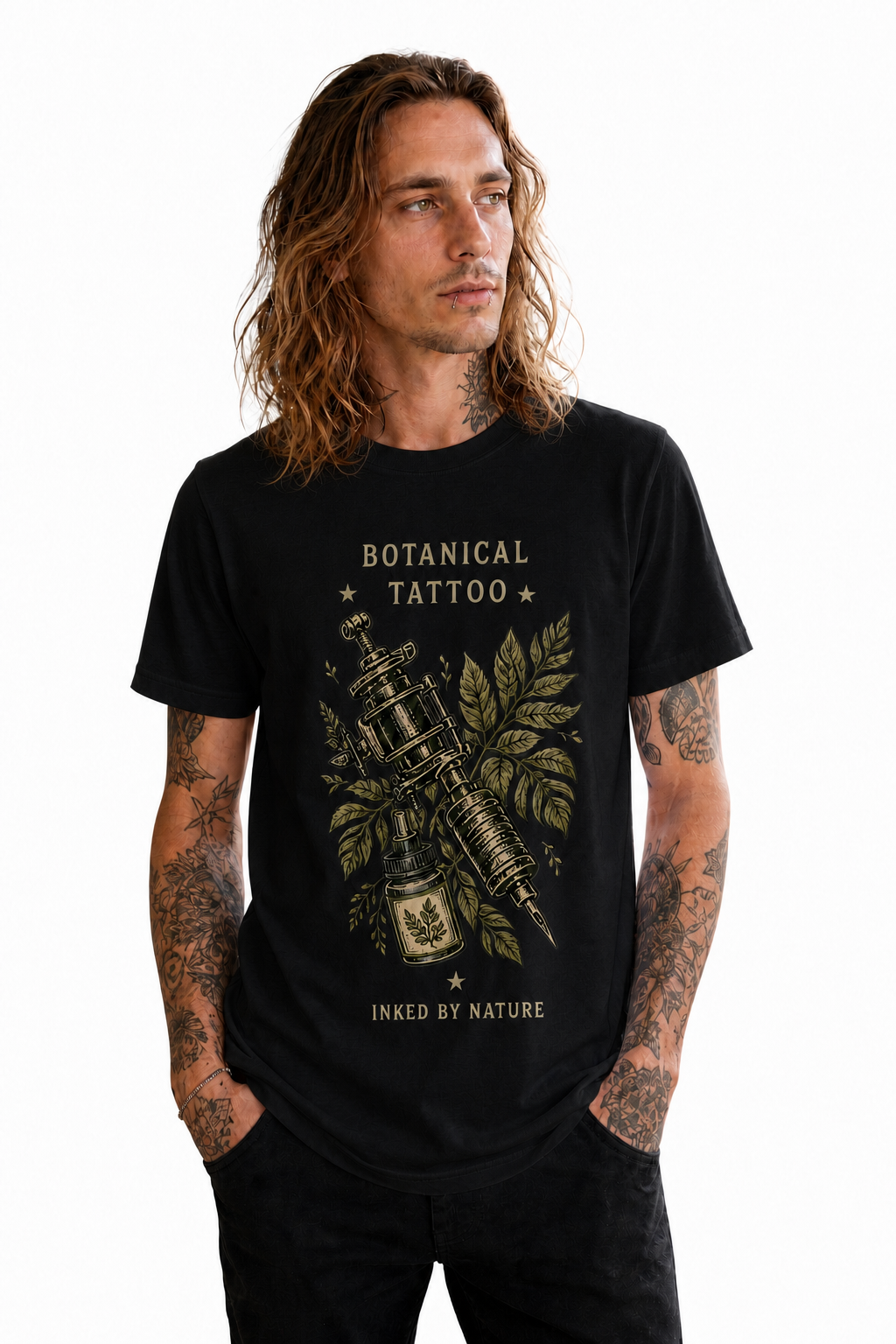 IA|Homme|Noir|Porte|Botanical Tattoo