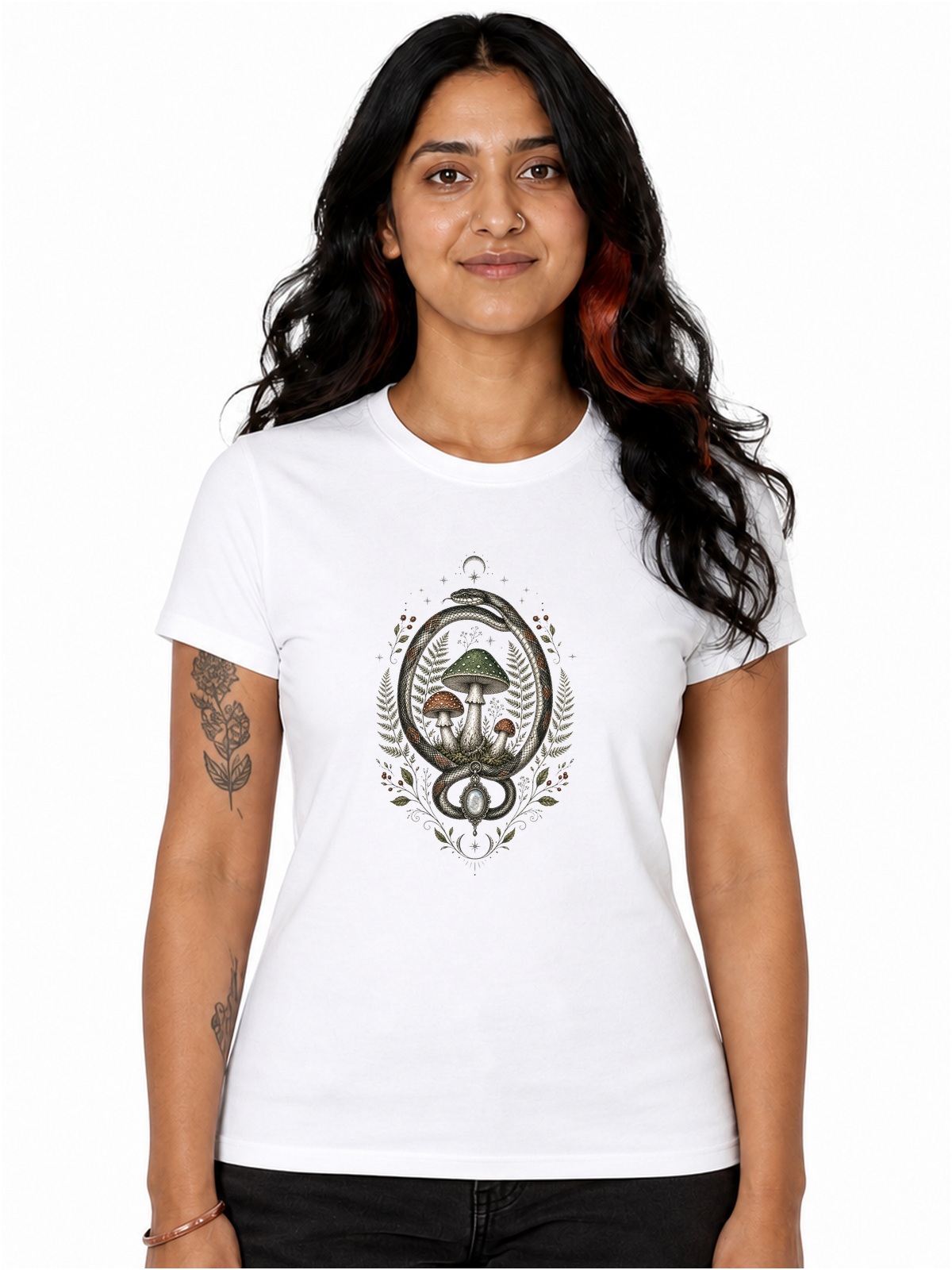 Cabinet de curiosités naturaliste | CCN-03 | Femme | Blanc | Porte | Recto | Serpent Mycélien