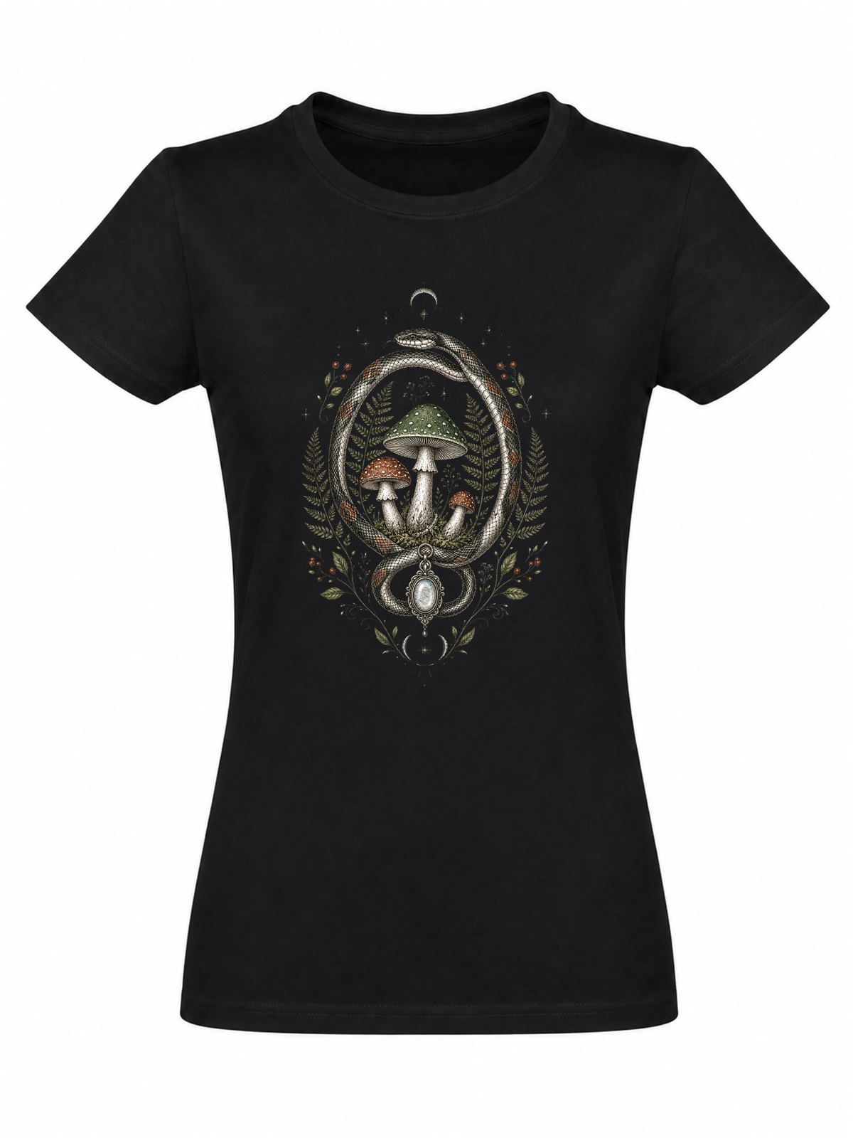 Cabinet de curiosités naturaliste | CCN-03 | Femme | Noir | Sans modèle | Recto | Serpent Mycélien