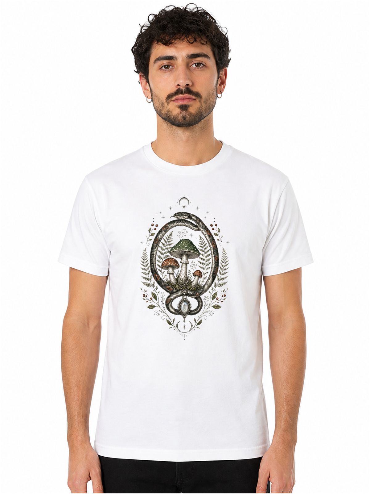 Cabinet de curiosités naturaliste | CCN-03 | Homme | Blanc | Porte | Recto | Serpent Mycélien