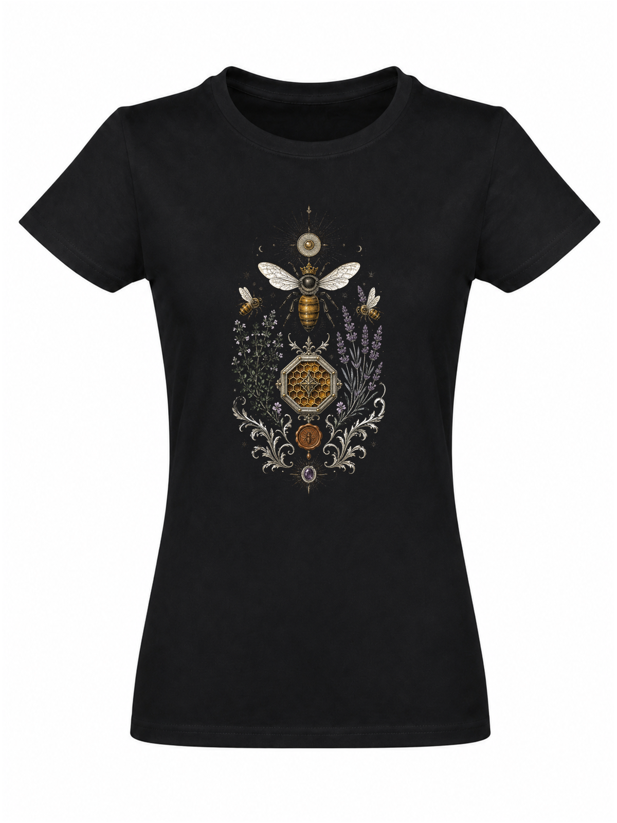 Cabinet de curiosités naturaliste | CCN-04 | Femme | Noir | Sans modèle | Recto | Couronne de Miel