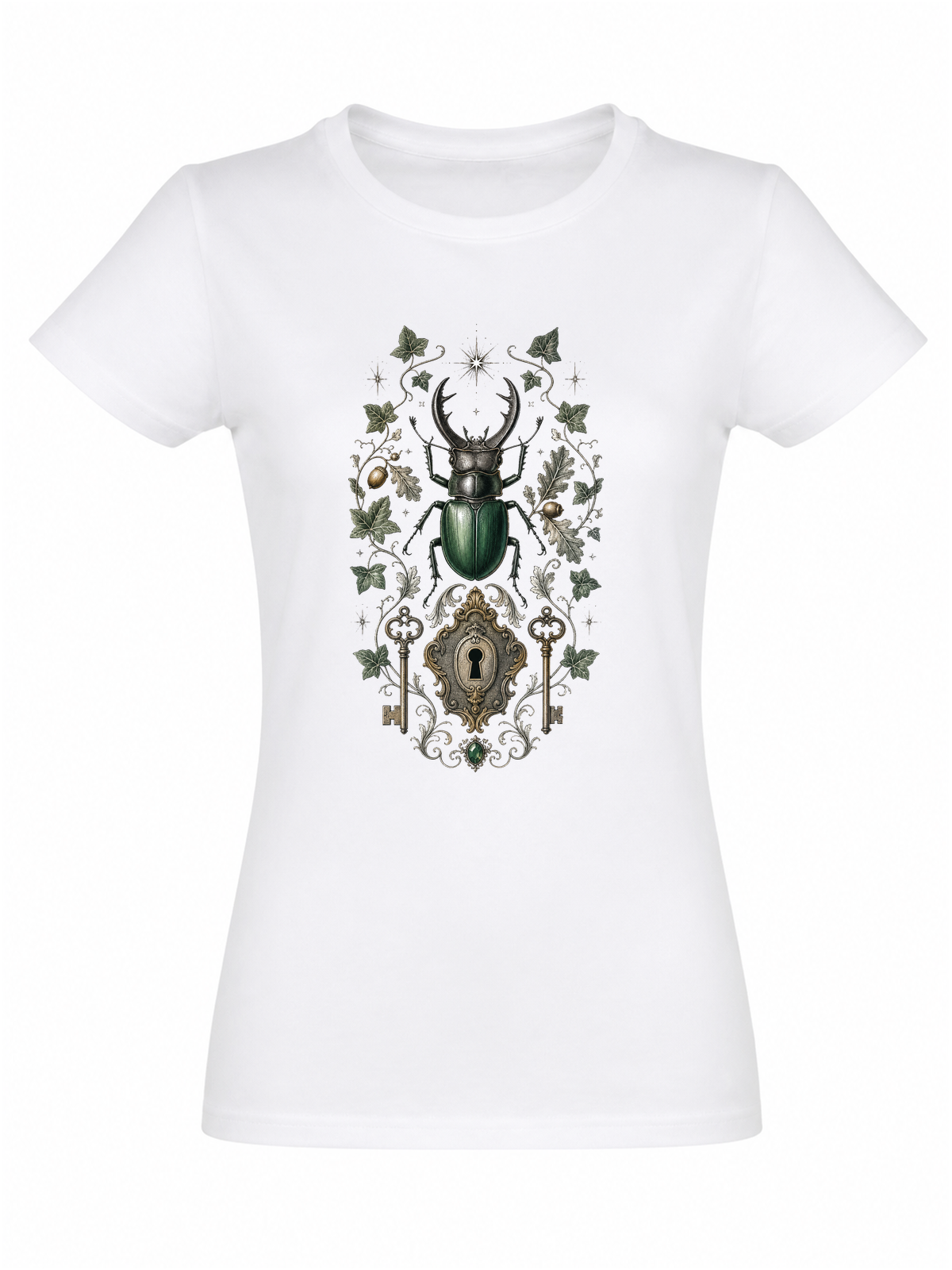 Cabinet de curiosités naturaliste | CCN-05 | Femme | Blanc | Sans modèle | Recto | Secret du Scarabée