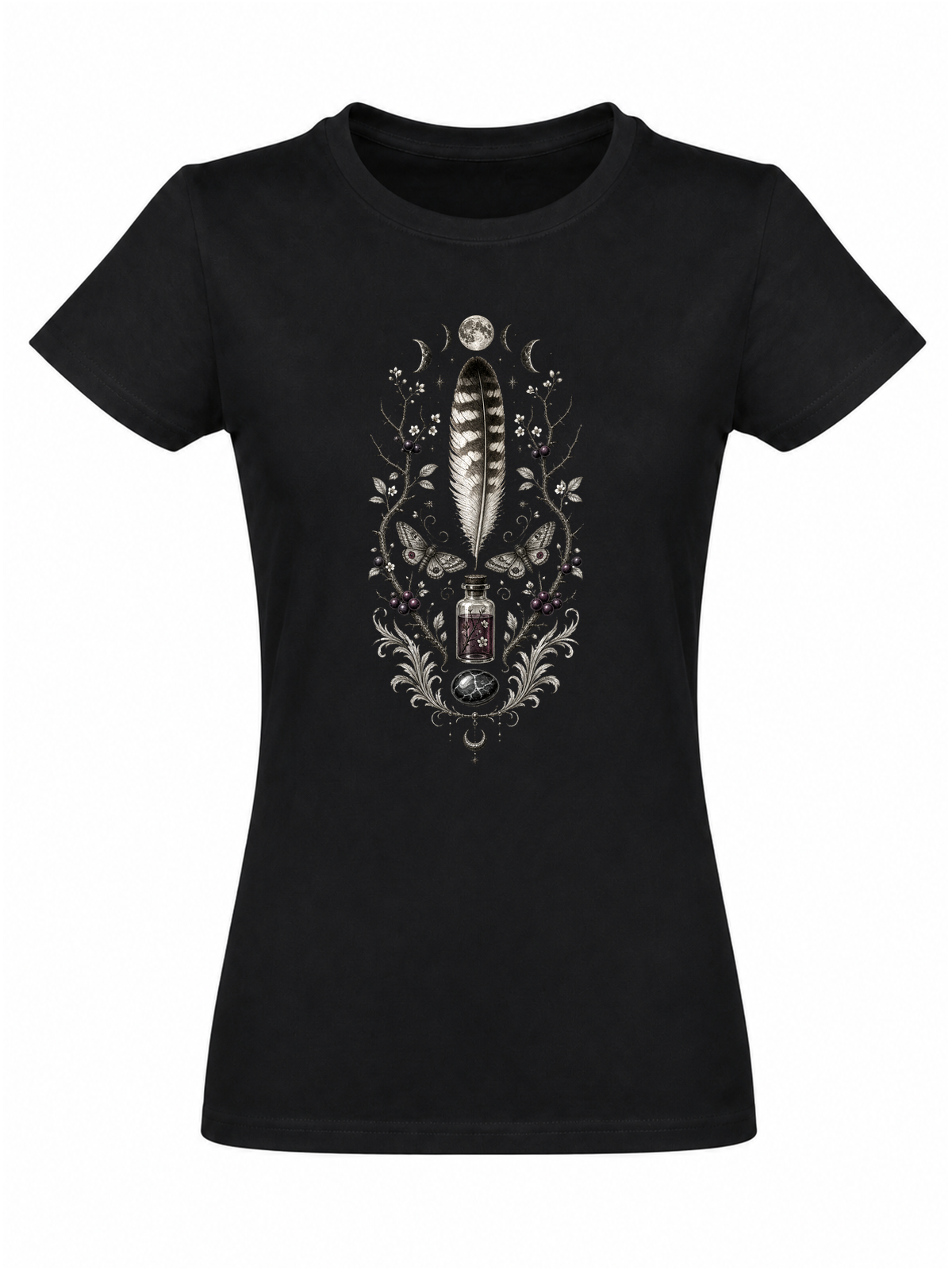 Cabinet de curiosités naturaliste | CCN-06 | Femme | Noir | Sans modèle | Recto | Plume des Songes