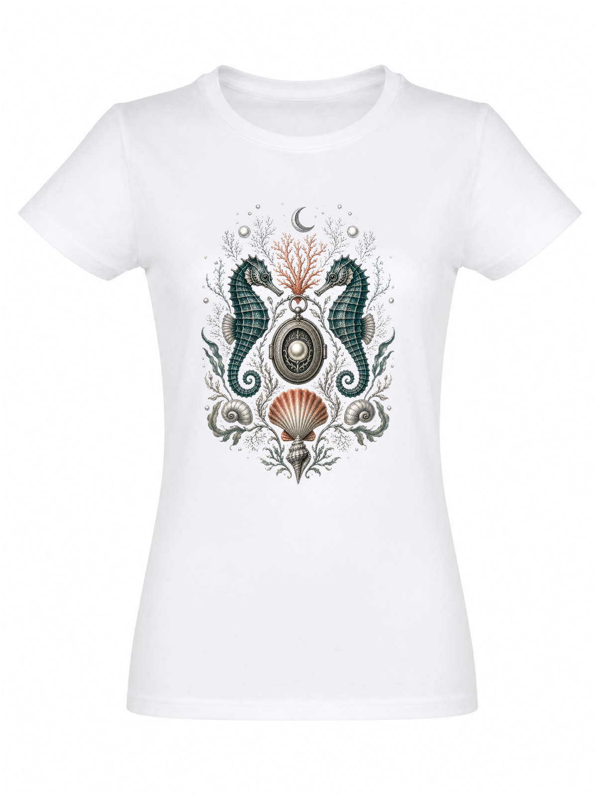Cabinet de curiosités naturaliste | CCN-08 | Femme | Blanc | Sans modèle | Recto | Médaillon des Abysses