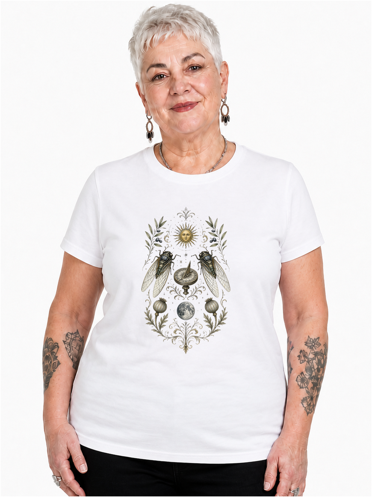 Cabinet de curiosités naturaliste | CCN-12 | Femme | Blanc | Porte | Recto | Cadran des Cigales