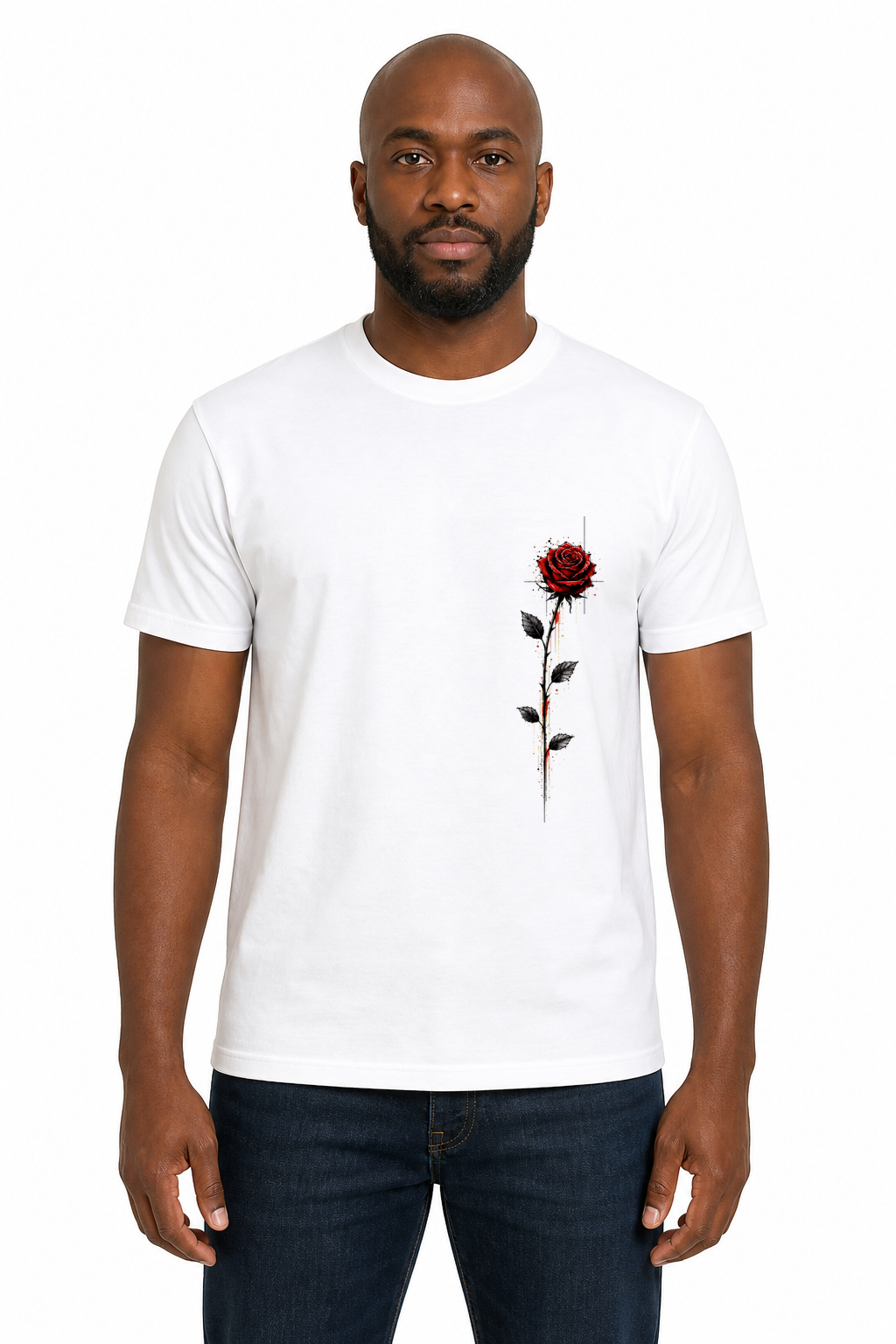 IA|Fleurs Graphiques|FLR-001|Homme|Blanc|Porte|Recto
