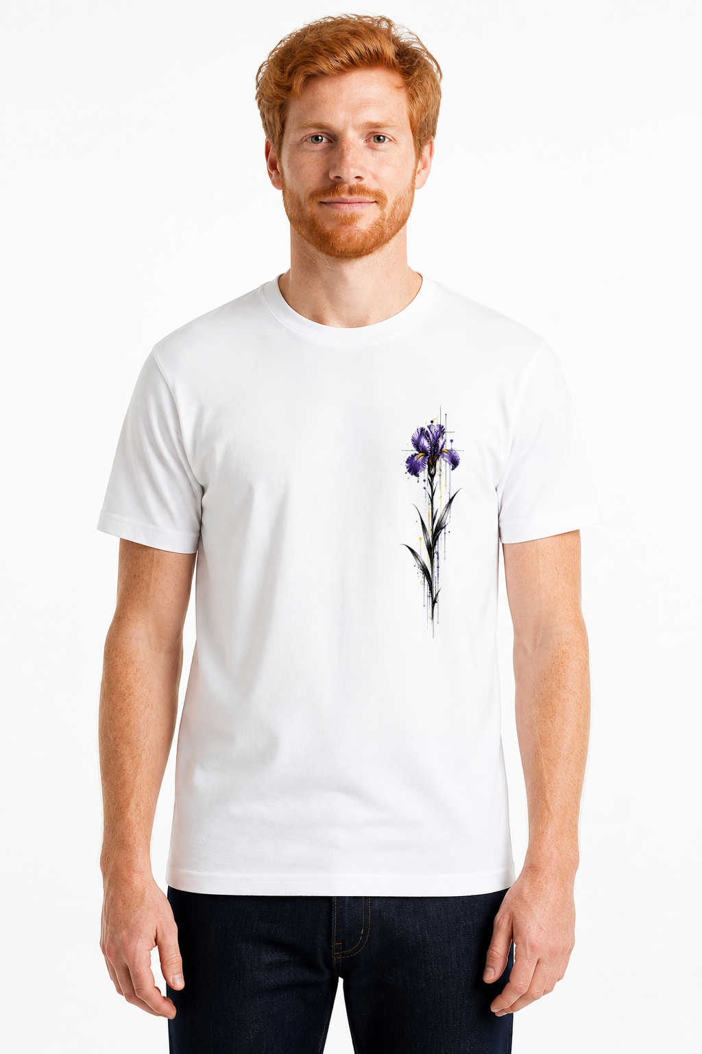 IA|Fleurs Graphiques|FLR-004|Homme|Blanc|Porte|Recto