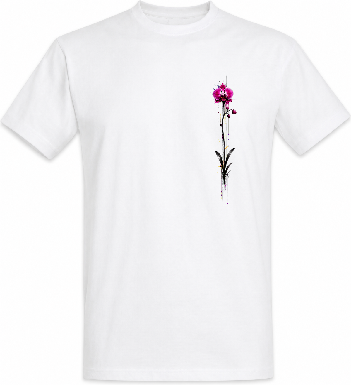 Orchidée Magenta — t-shirt blanc sans modèle