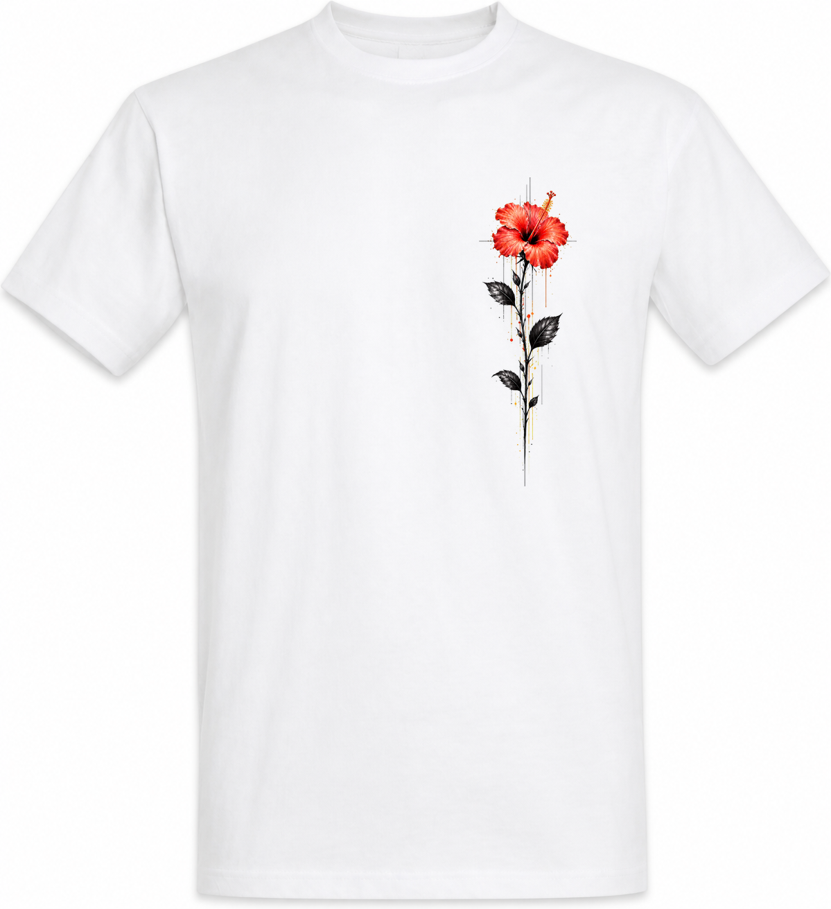 Hibiscus Corail — t-shirt blanc sans modèle