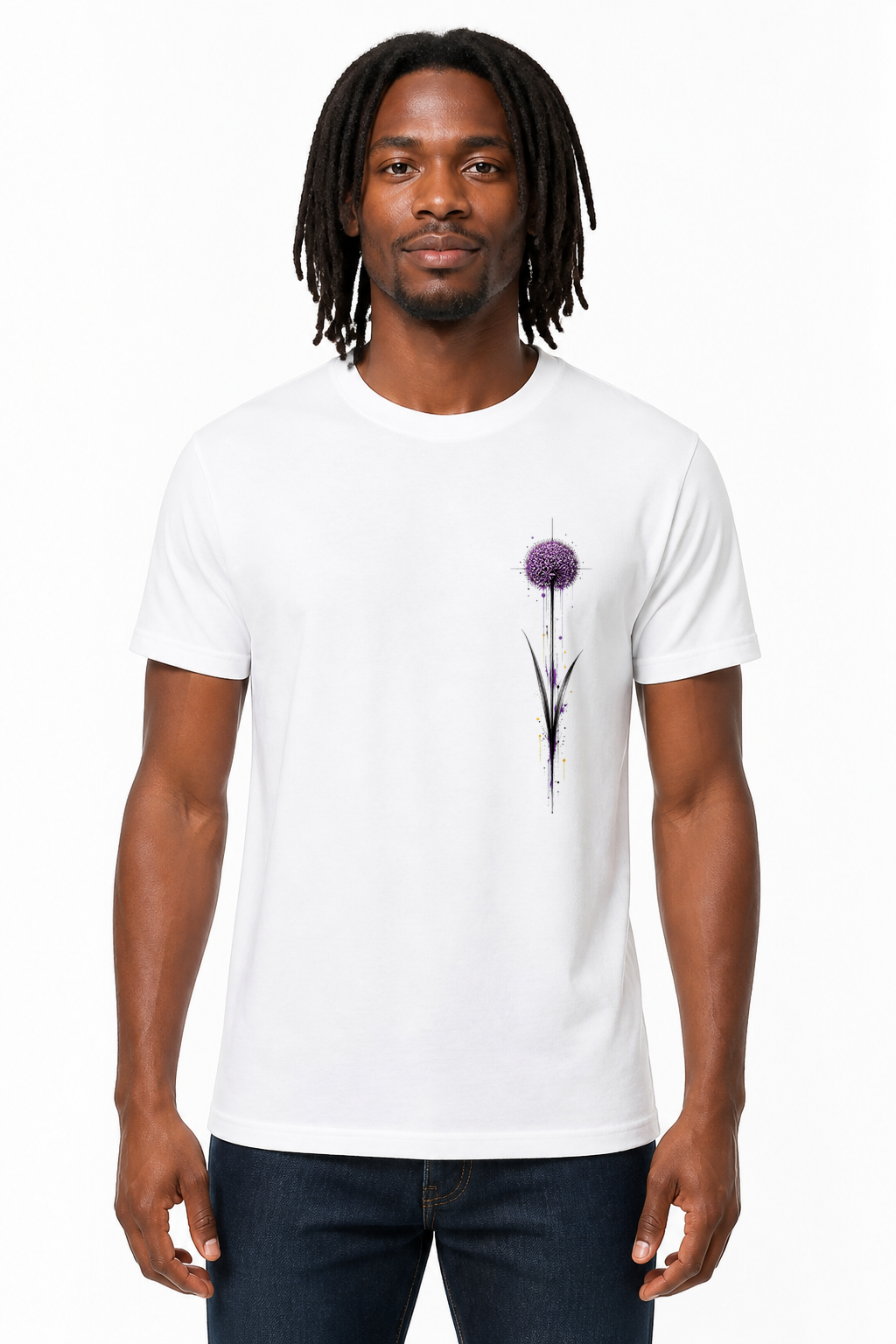 IA|Fleurs Graphiques|FLR-011|Homme|Blanc|Porte|Recto