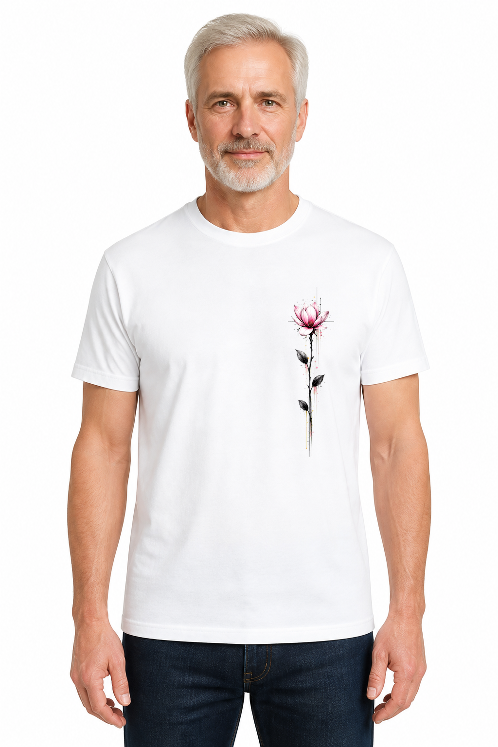 IA|Fleurs Graphiques|FLR-012|Homme|Blanc|Porte|Recto