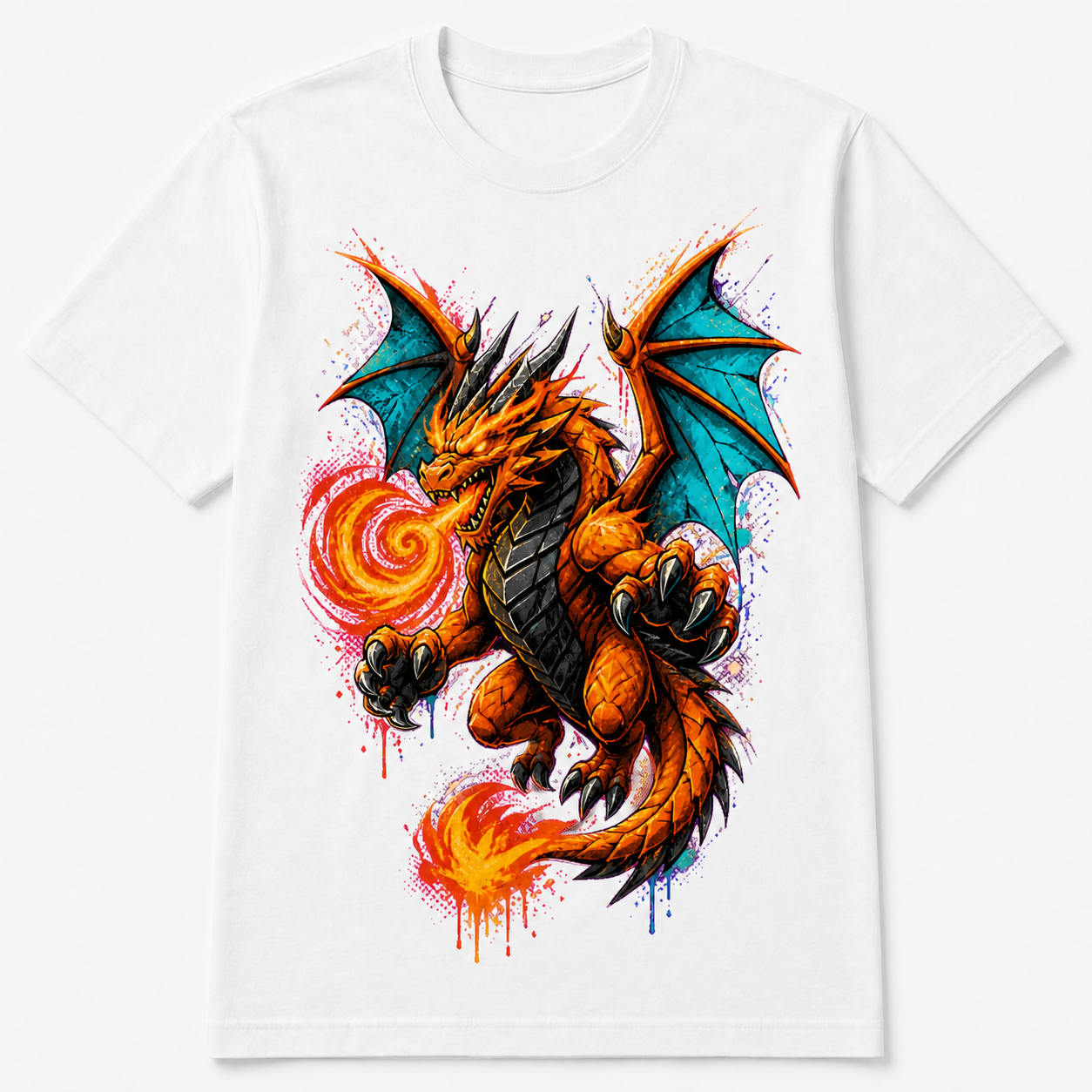 T-shirt blanc Dragon de Feu — collection Néo-Bestiaire