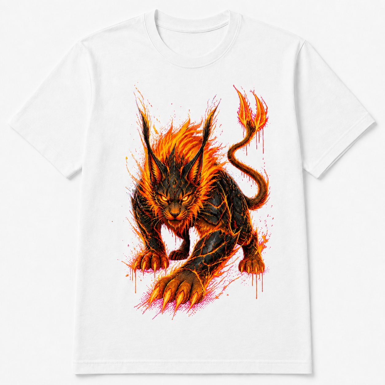 T-shirt blanc Pyrolynx — collection Néo-Bestiaire