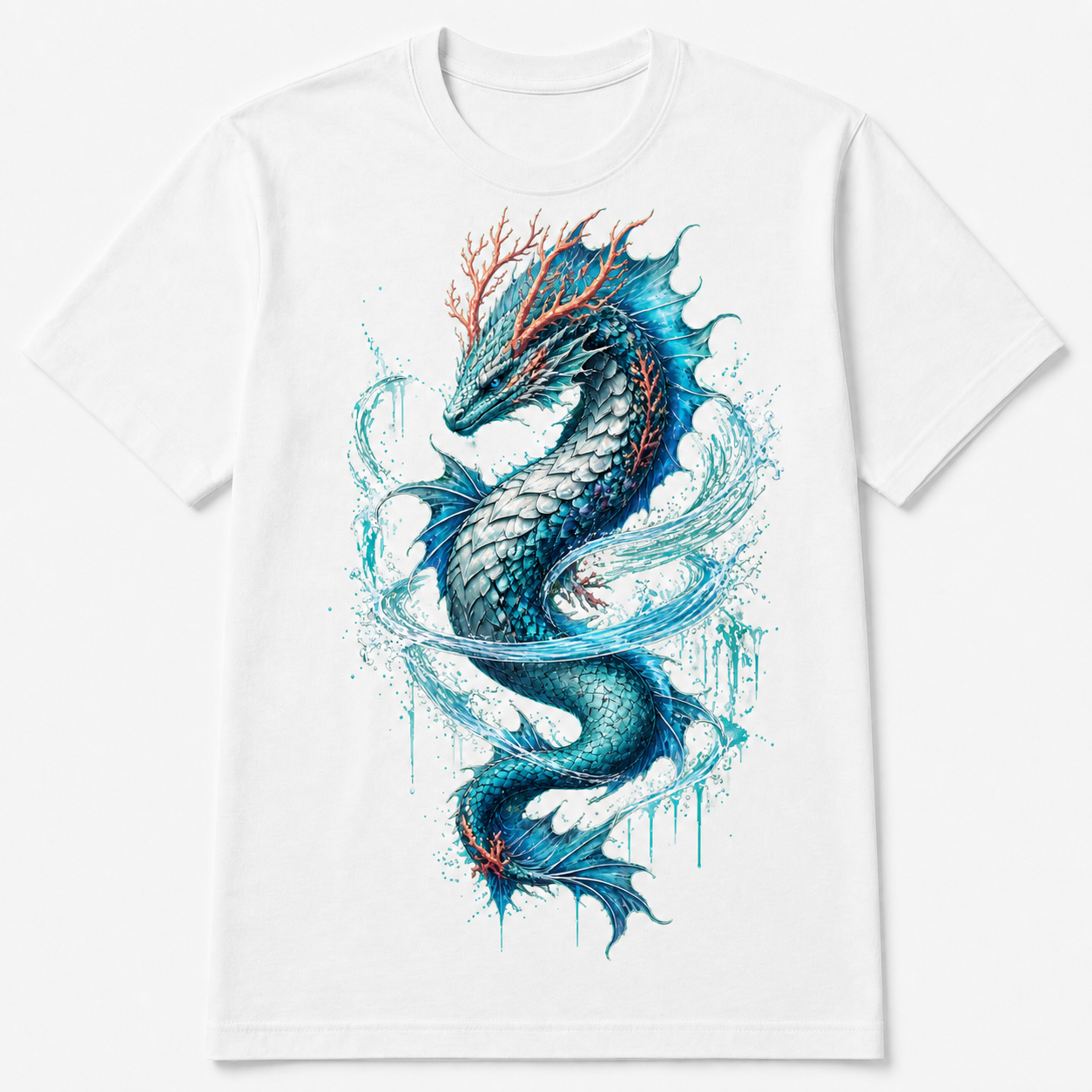 T-shirt blanc Aquaserp — collection Néo-Bestiaire