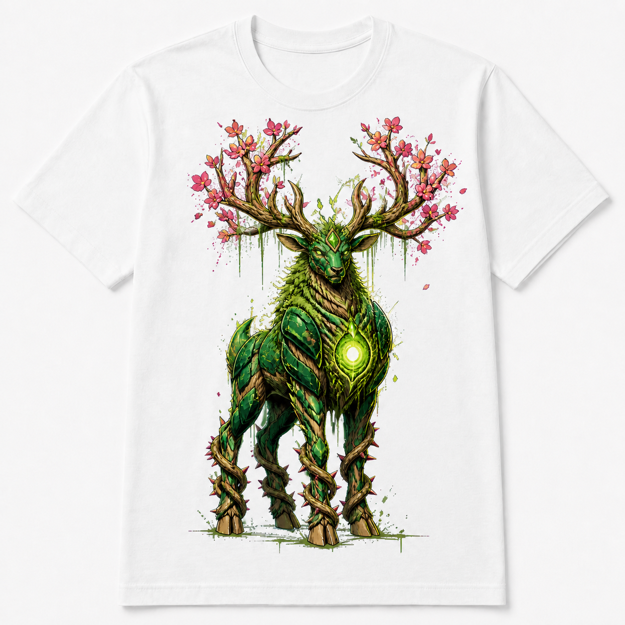 T-shirt blanc Floracorne — collection Néo-Bestiaire
