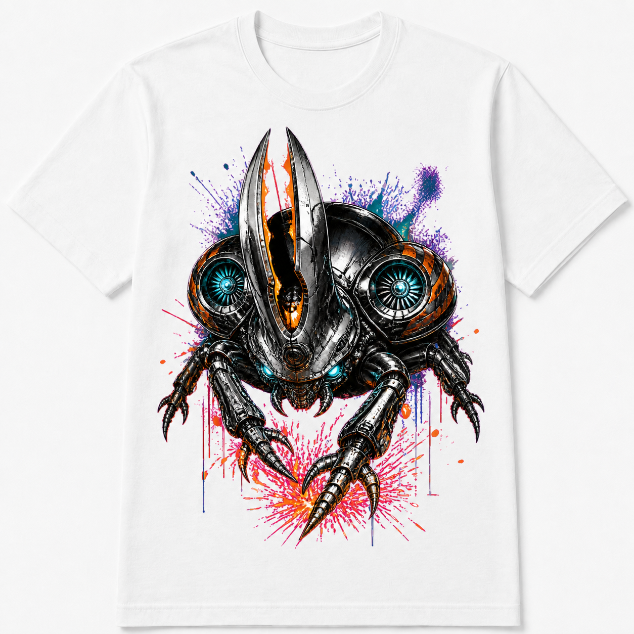 T-shirt blanc Ferroscarab — collection Néo-Bestiaire